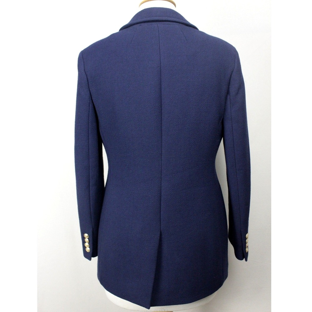 J.Crew Italian Double Cloth Wool Blazer Navy Gold Crest Buttons BV087 Sz 0 - Picture 4 of 13